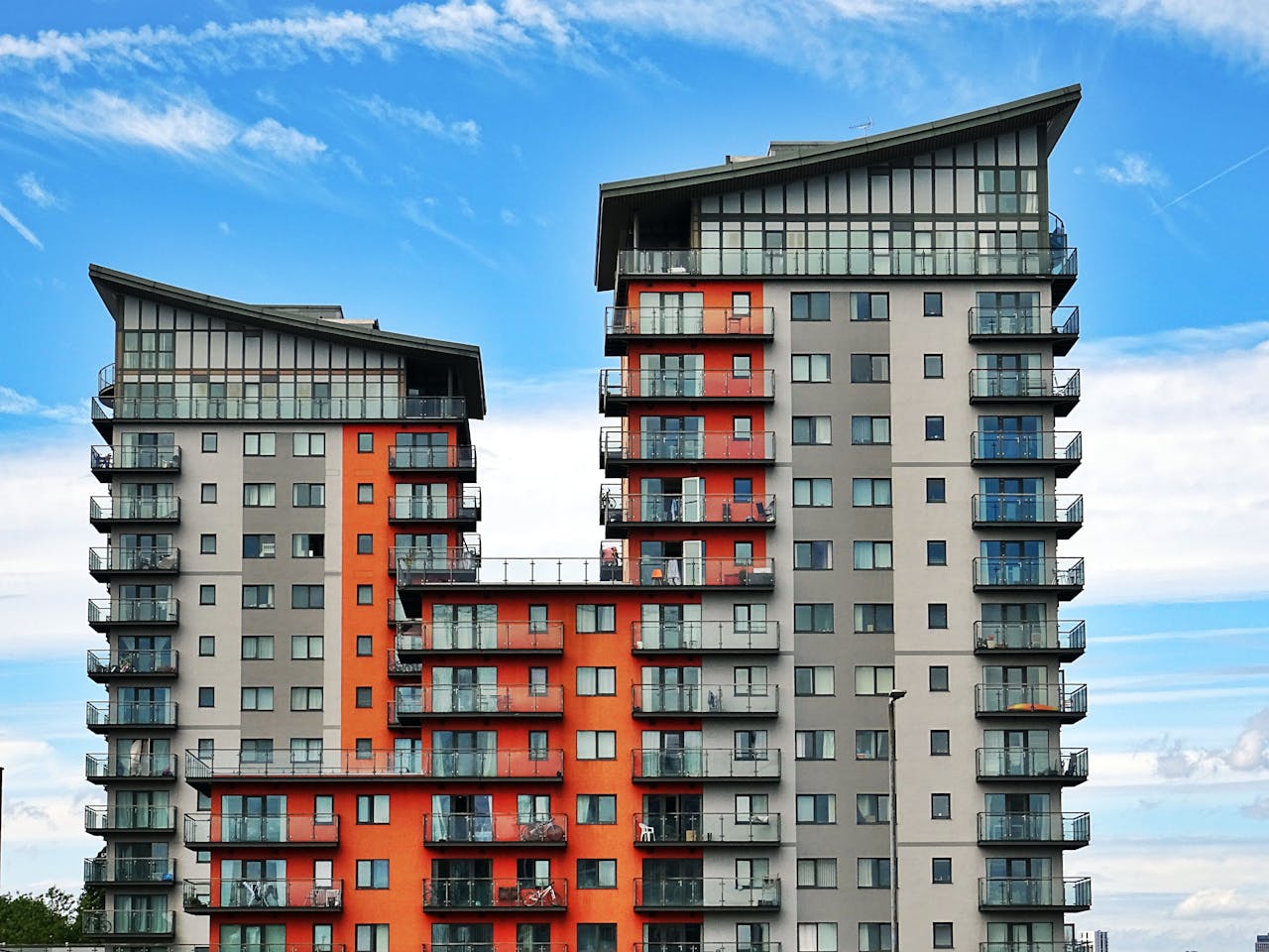 multi-colored apartment building