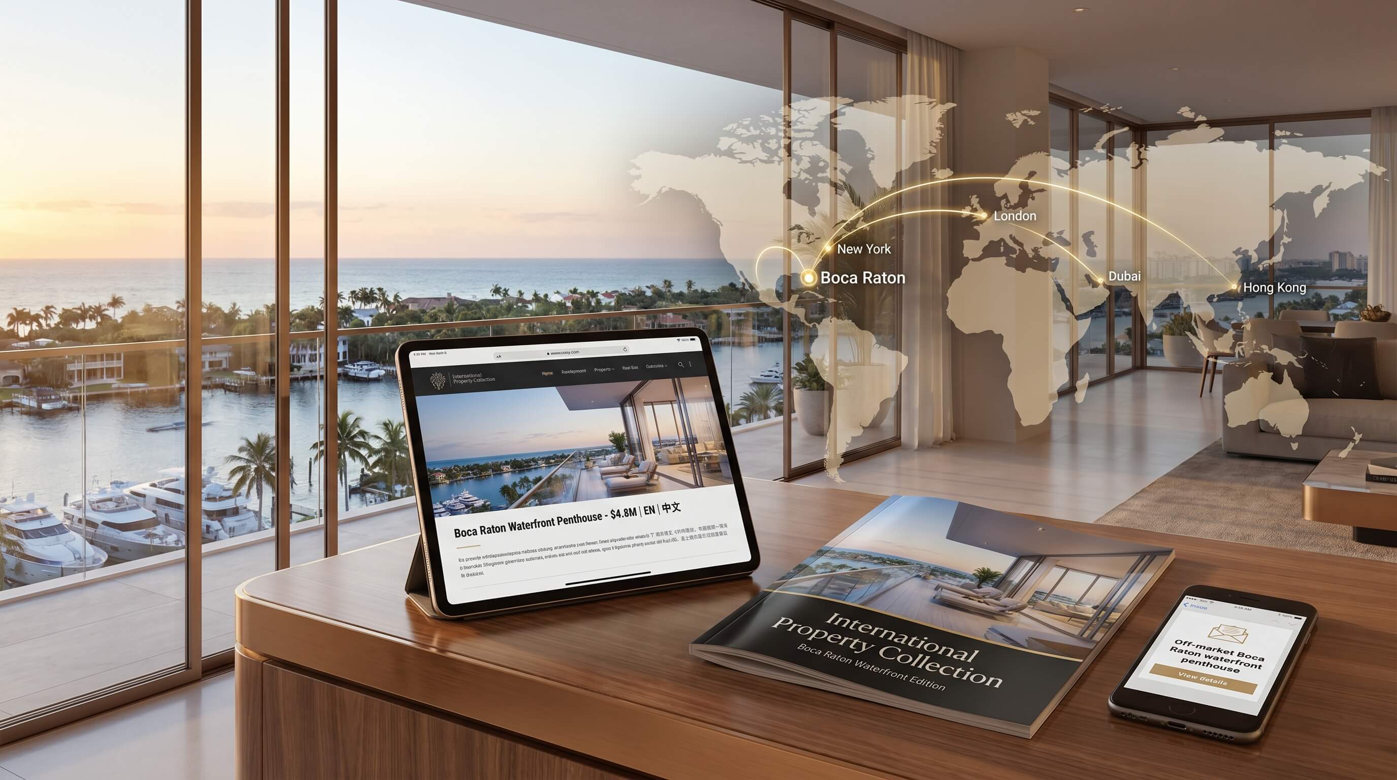 This image supports the idea of global reach for boca luxury