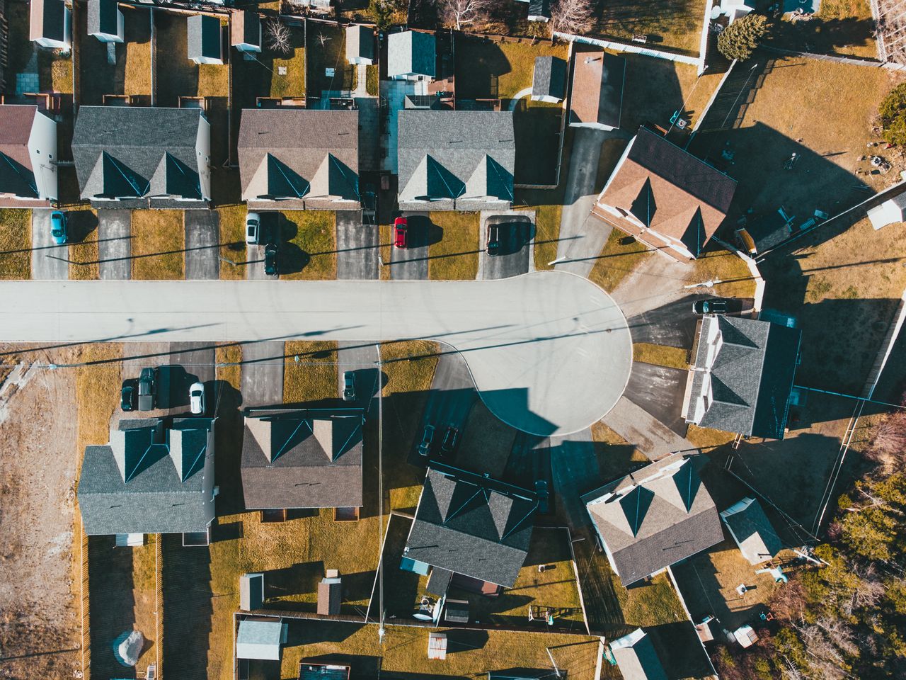 Typical neighborhood with suburban residential houses
