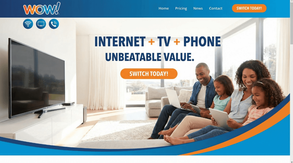 OW! Internet and Home Phone Bundle Page Screenshot &mdash; 100 Mbps and Landline Offer