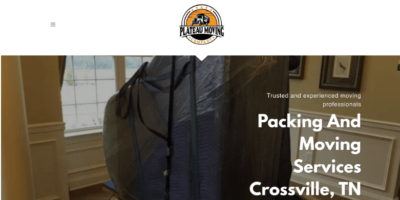 Screenshot of Plateau Moving Company website
