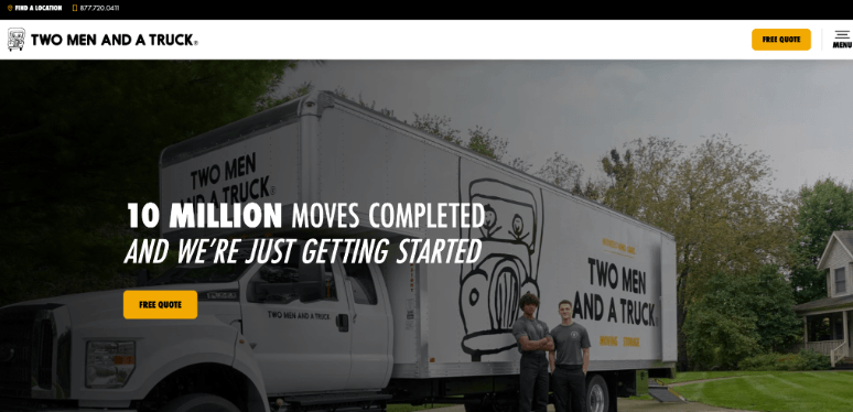 Screenshot of Two Men and a Truck website