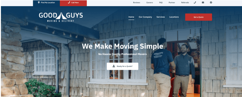 Screenshot of Good Guys Moving & Delivery website