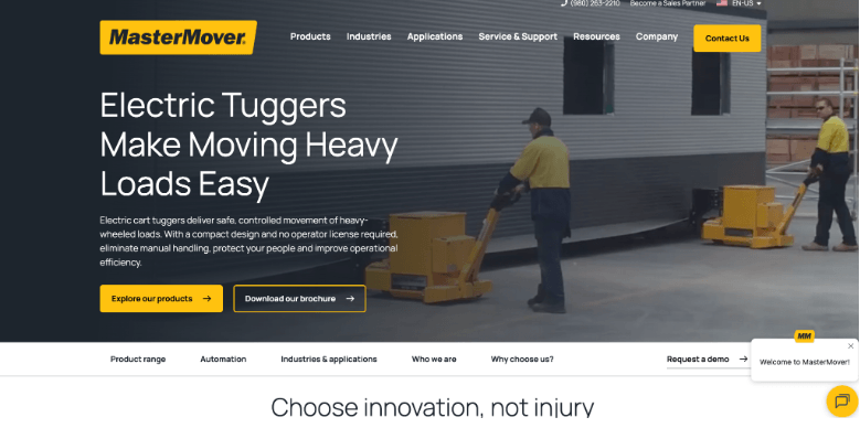 Screenshot of Master Movers website