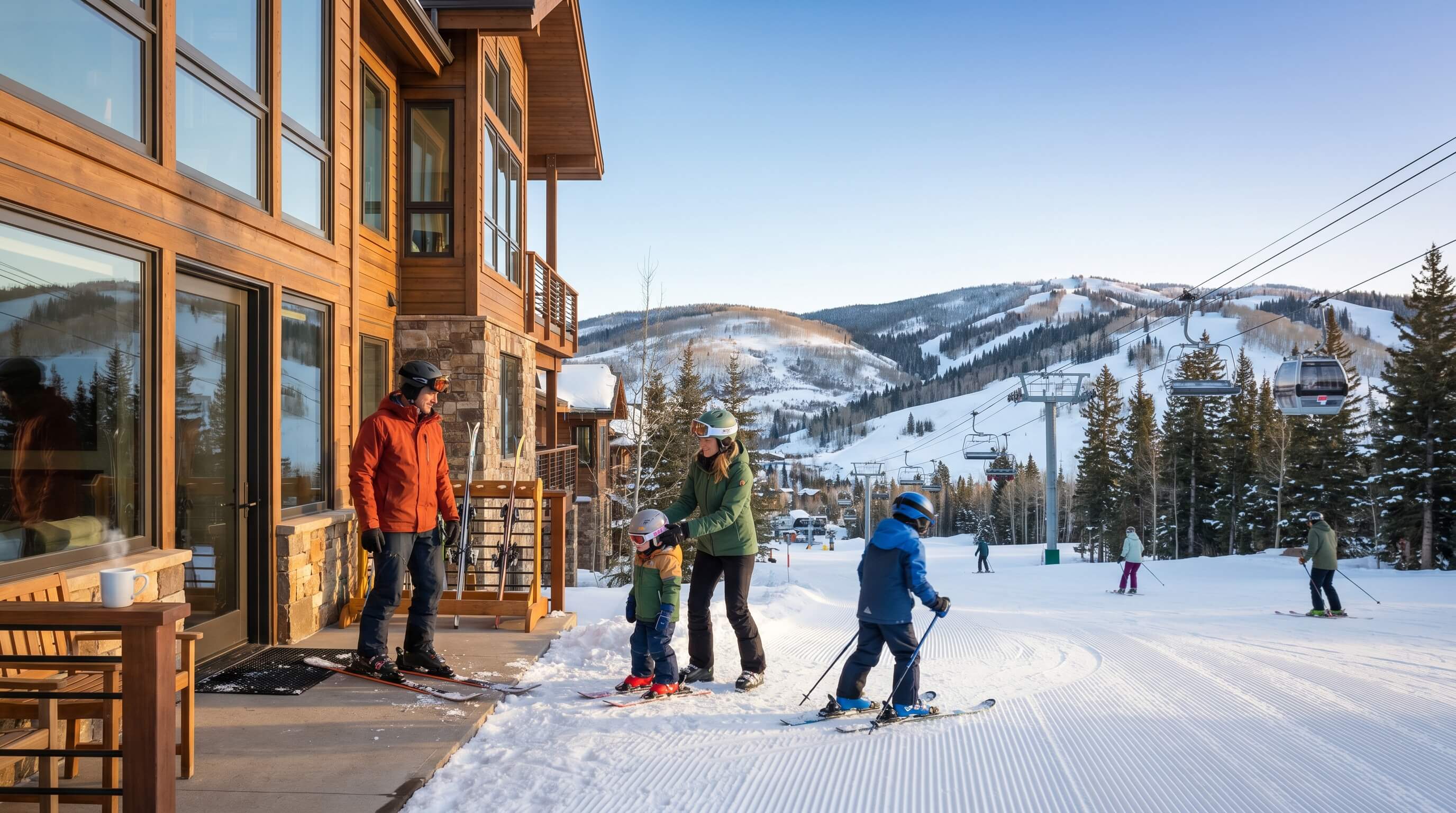 Family skiing