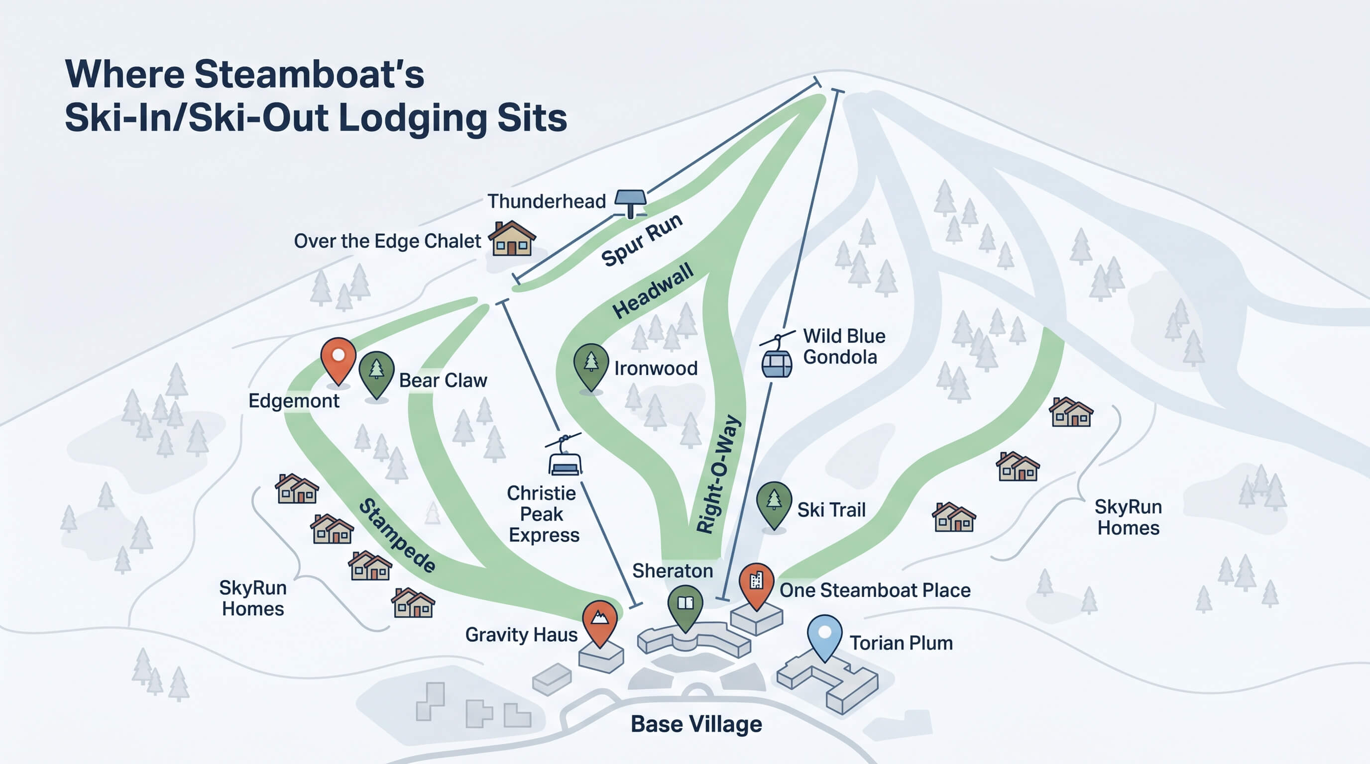 Map of Steamboat's lodging sites
