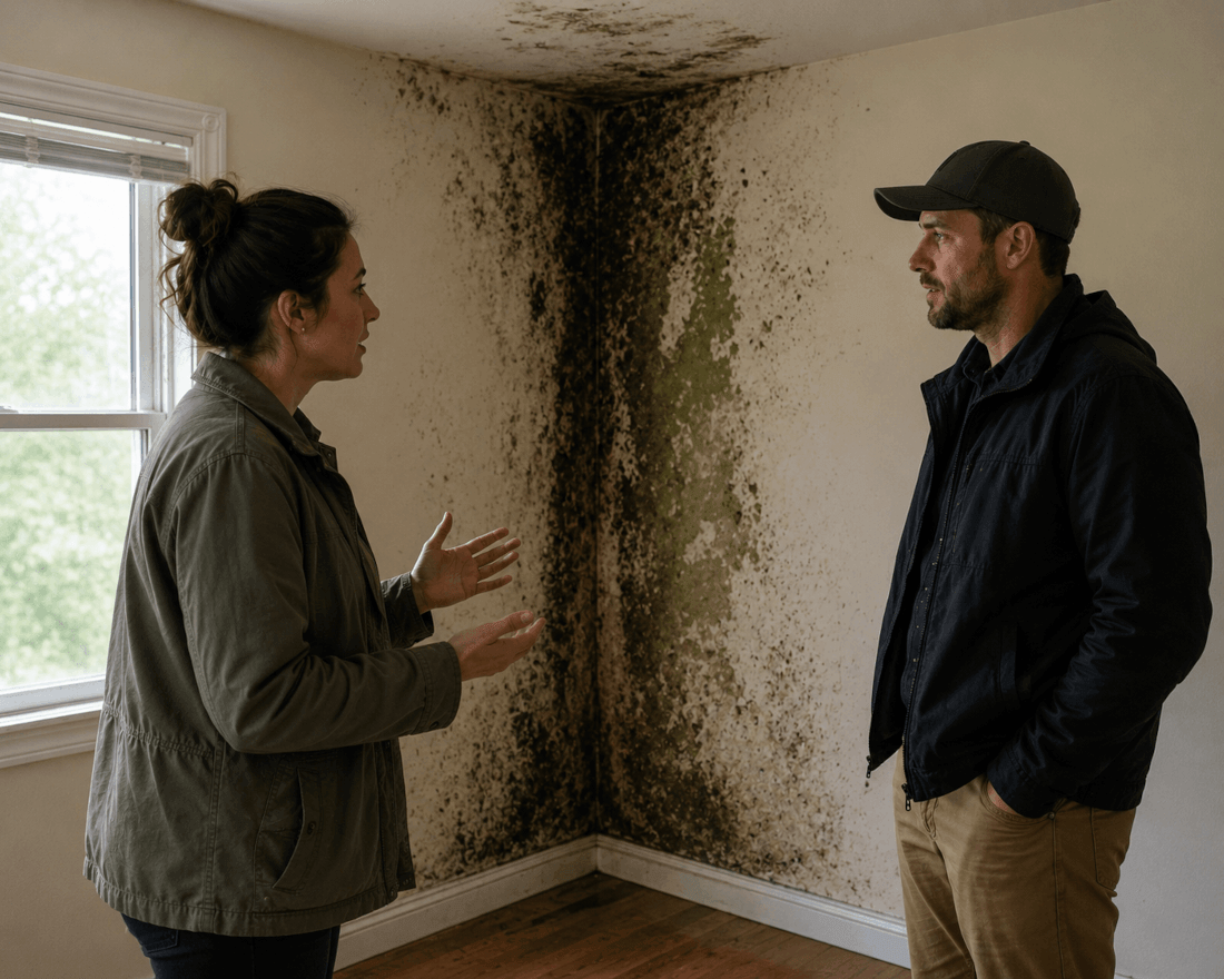 Mold spots on a wall in a home being prepared for sale