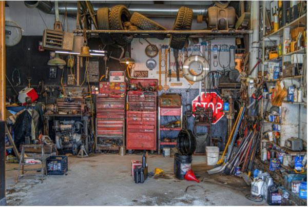 Garage full off tools and tires