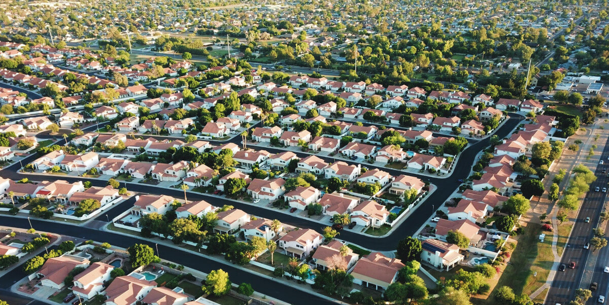 arial view of houses