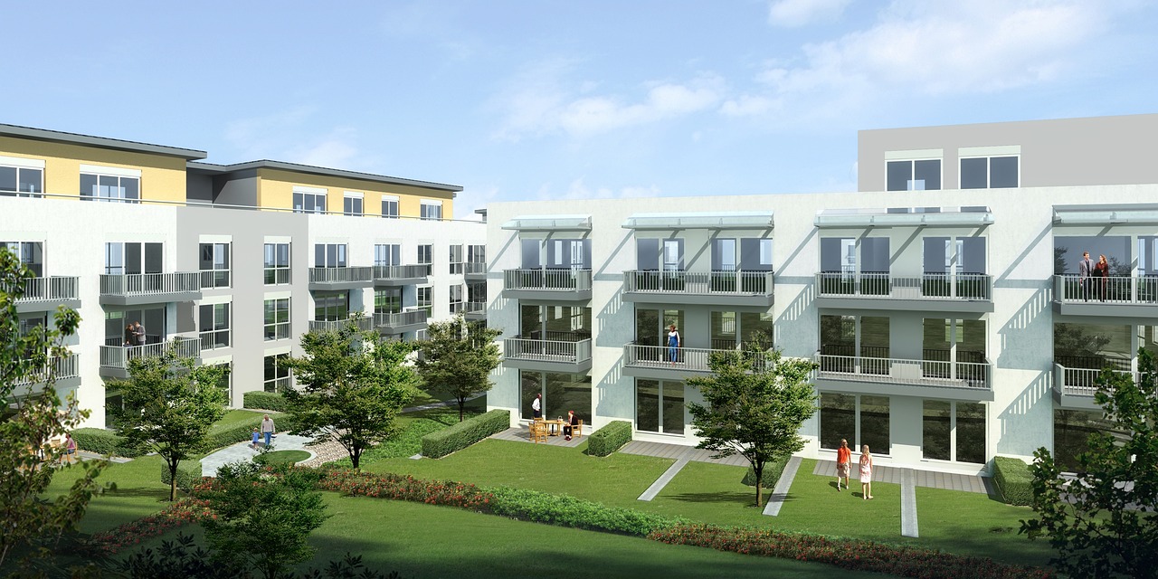 Apartment building rendering. Image by Pixabay