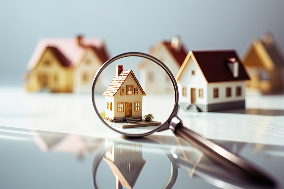 looking at a house through a magnifying glass