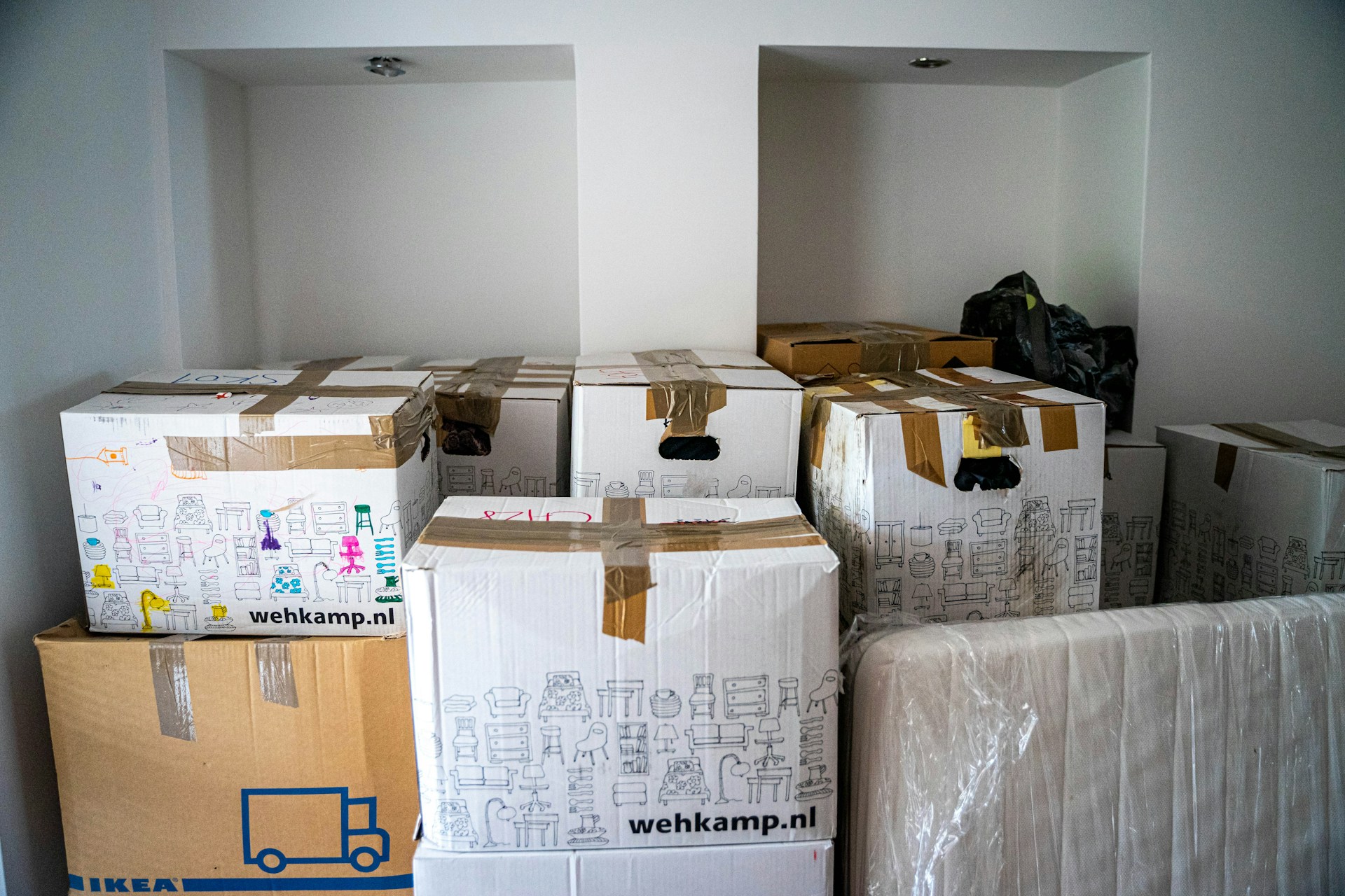 Multiple boxes in a room