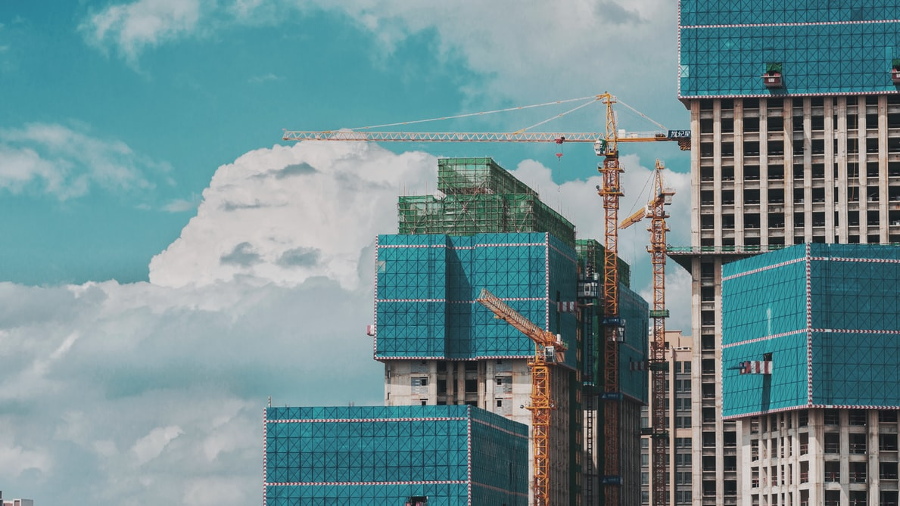 cranes, buildings, construction