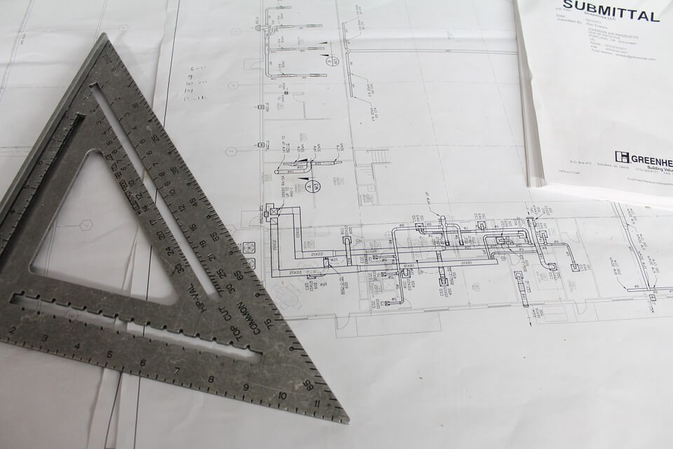 architectural plans, ruler
