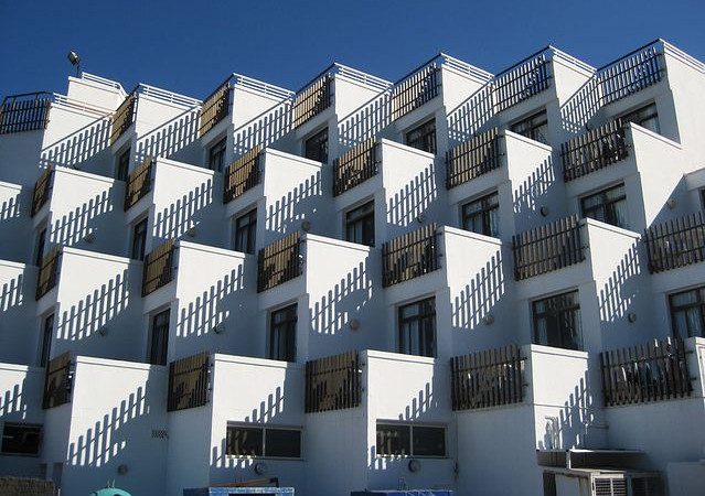 White apartment building with balconies